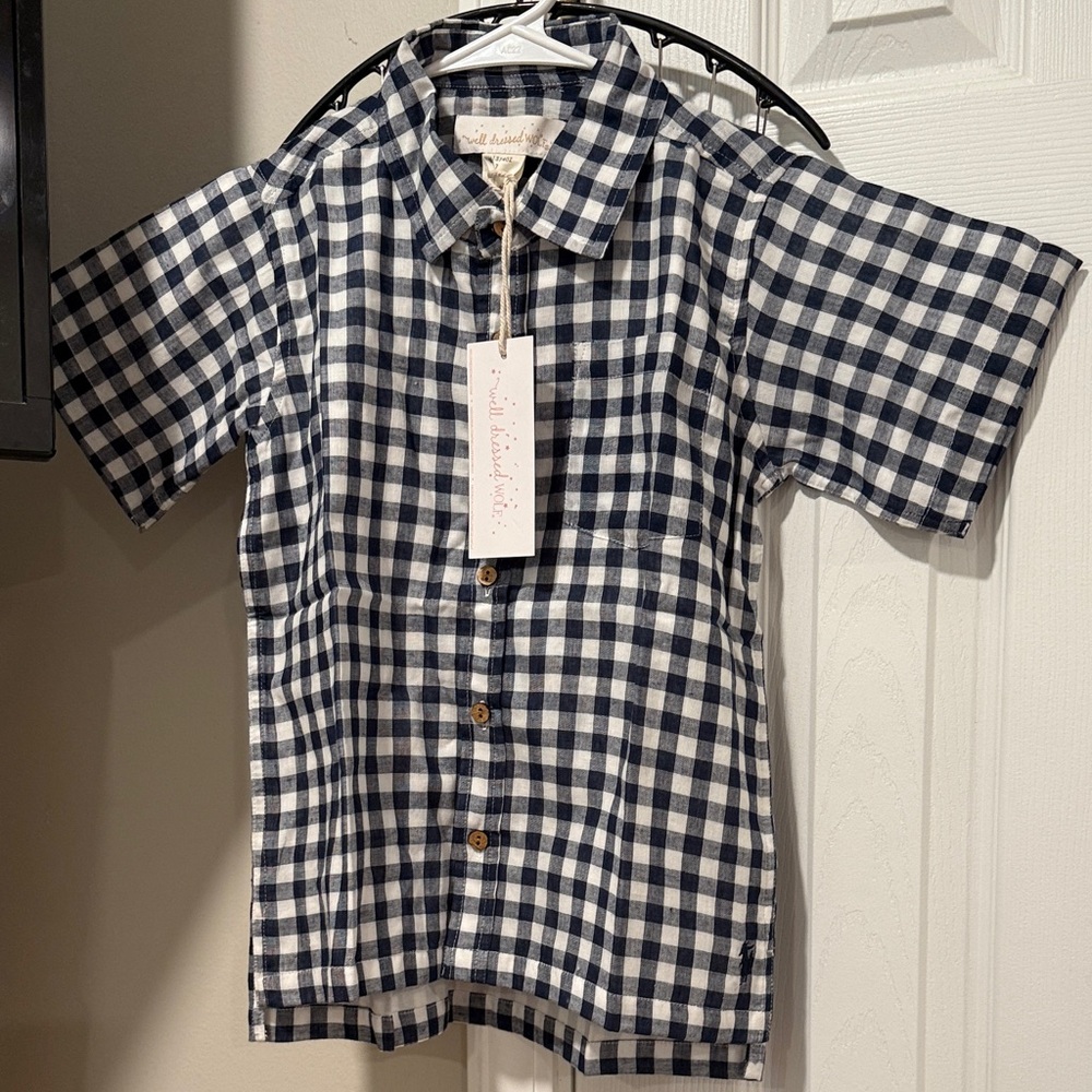 NWT Well Dressed Wolf Navy and White Checkered Shirt
